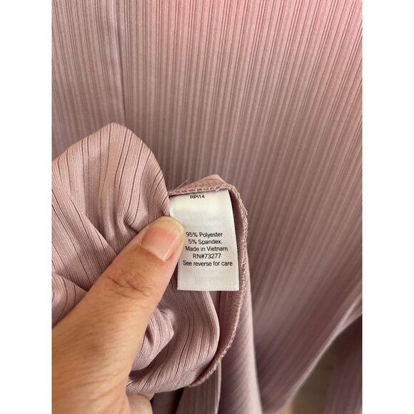 Nine West Long Sleeve Knit Dress Ribbed Twist Front Blush Pink Grape Sz M - Picture 7 of 13